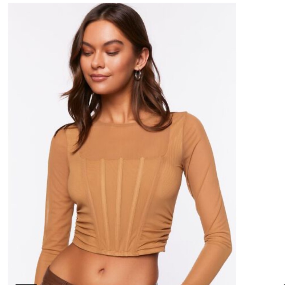 Forever 21 illusion  Neckline Corset Crop Top